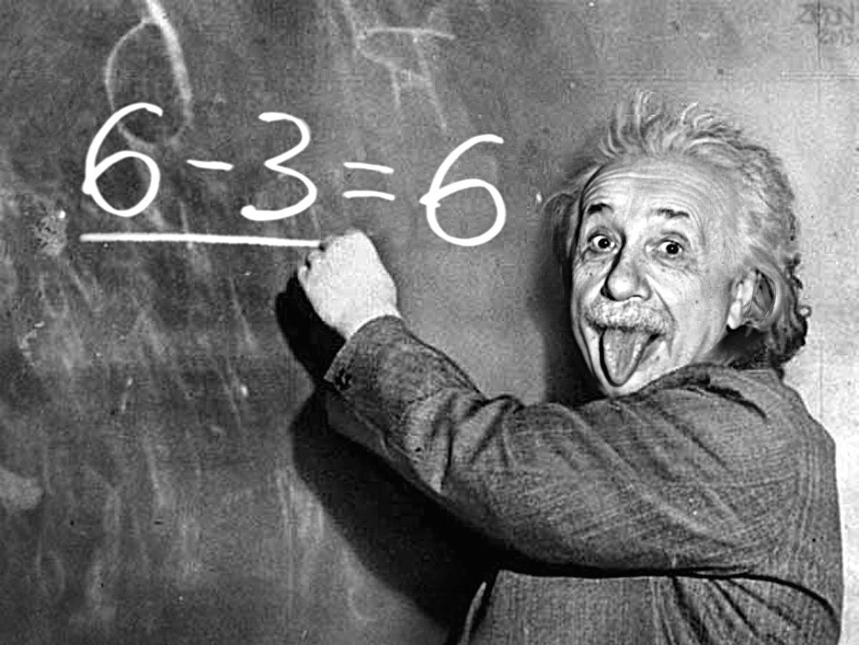 Picture of Albert Einstein at the black board